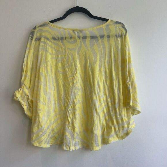 Zebra Striped Yellow Burnout Poncho Top  Beach Coverup - Small - Picture 5 of 5